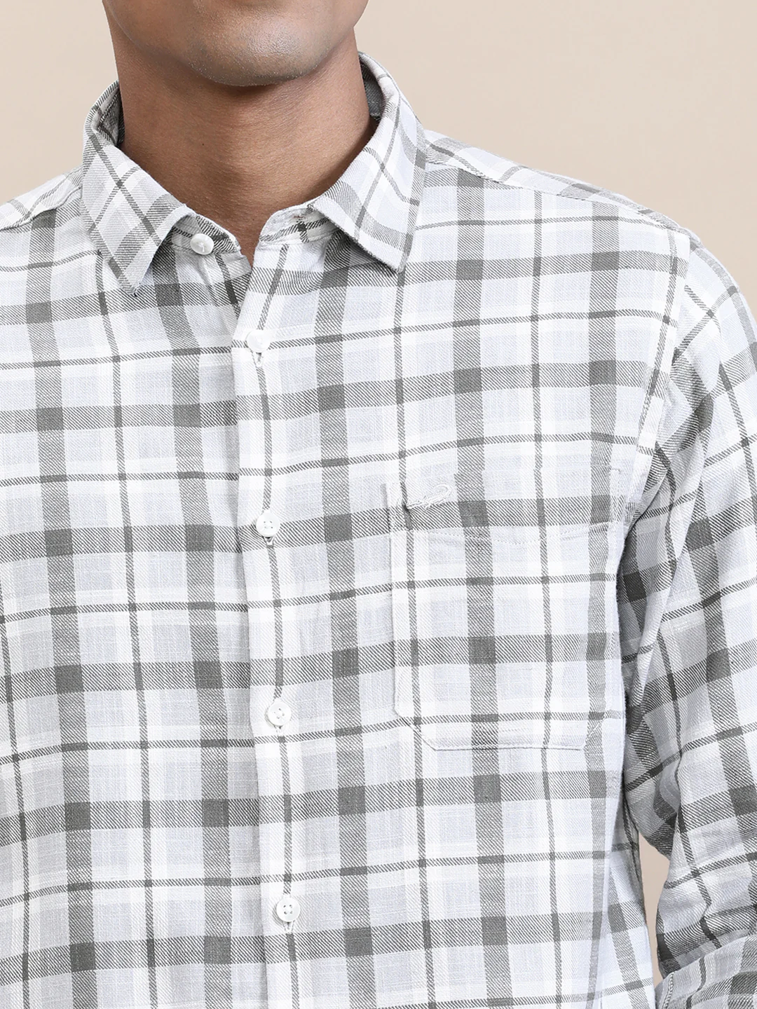 Textured Check Full Sleeve Shirt Grey