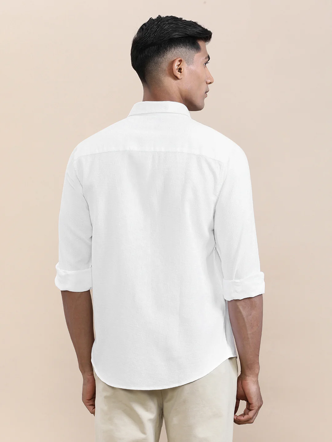 Cotton Textured Full Sleeve Shirt White