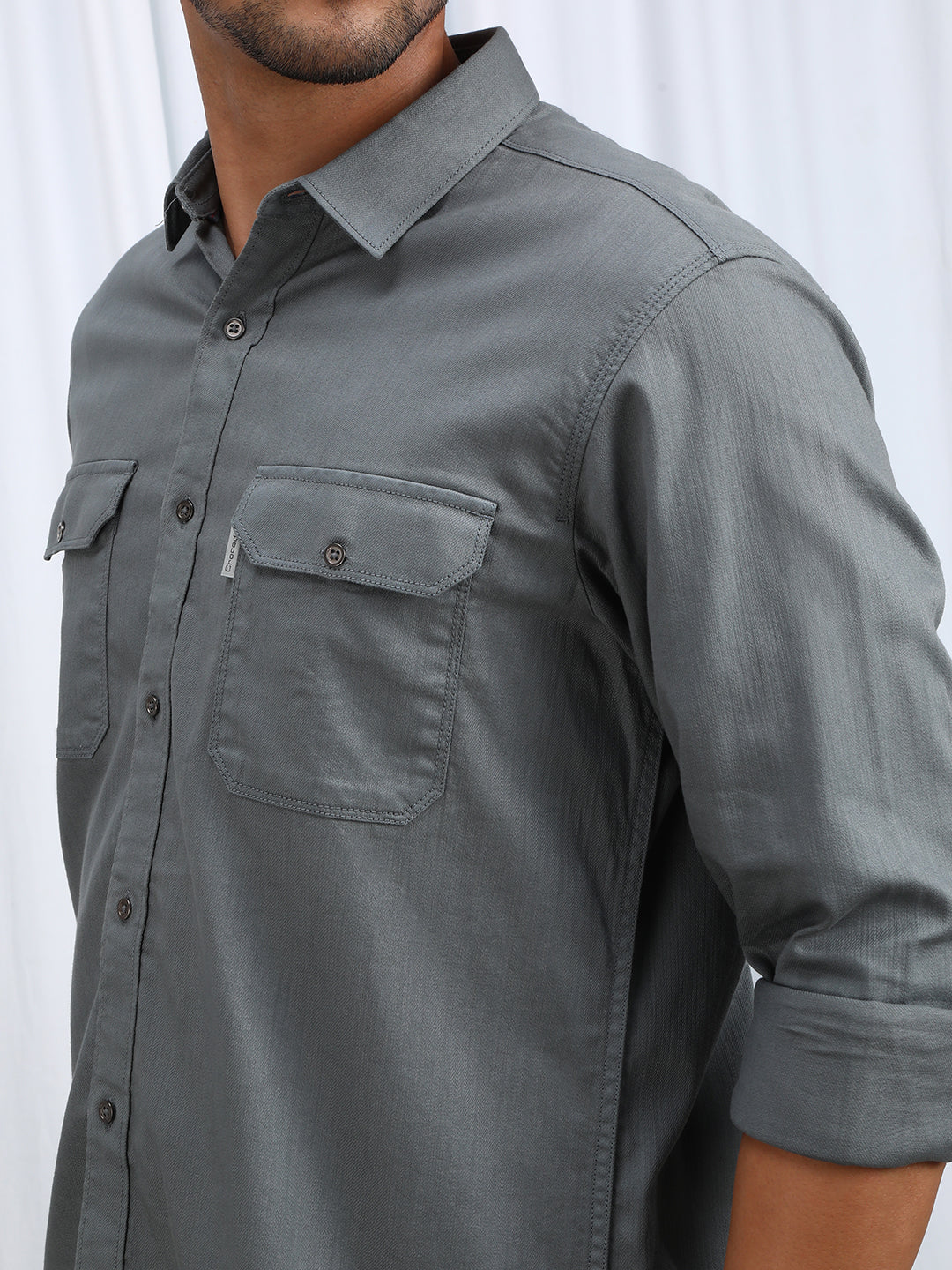 Green Solid Casual Full Sleeve Shirt
