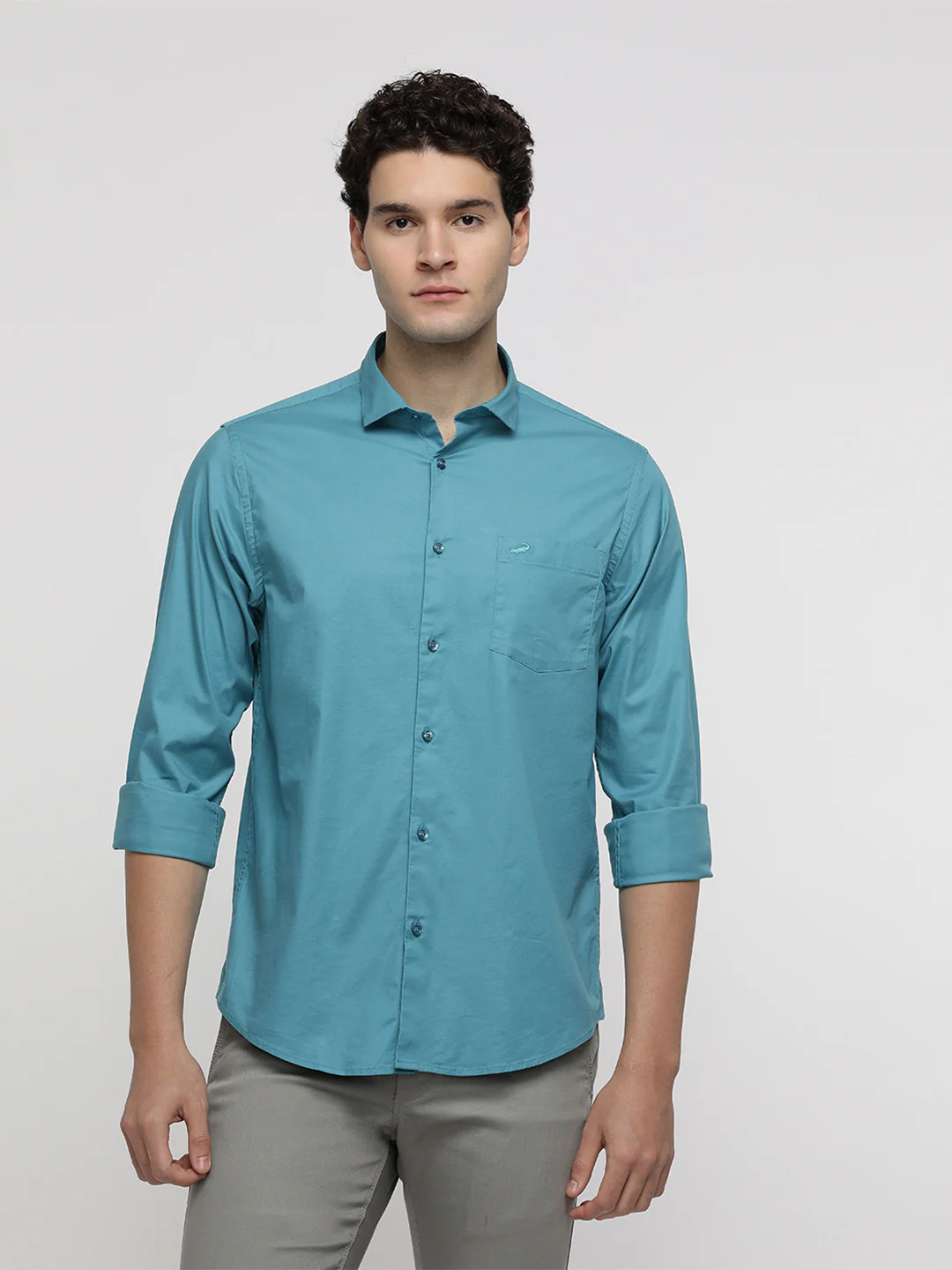 Blue Mercerized Stretch Shirt