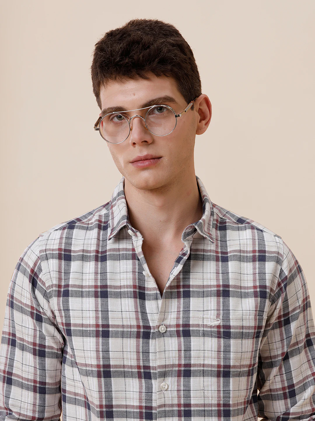 100% Cotton Textured Checks Shirt