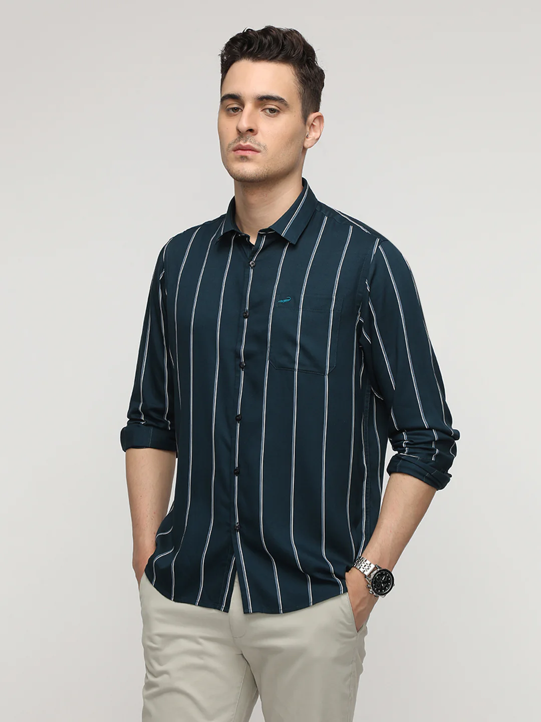 Green Stripe Fluid Shirt