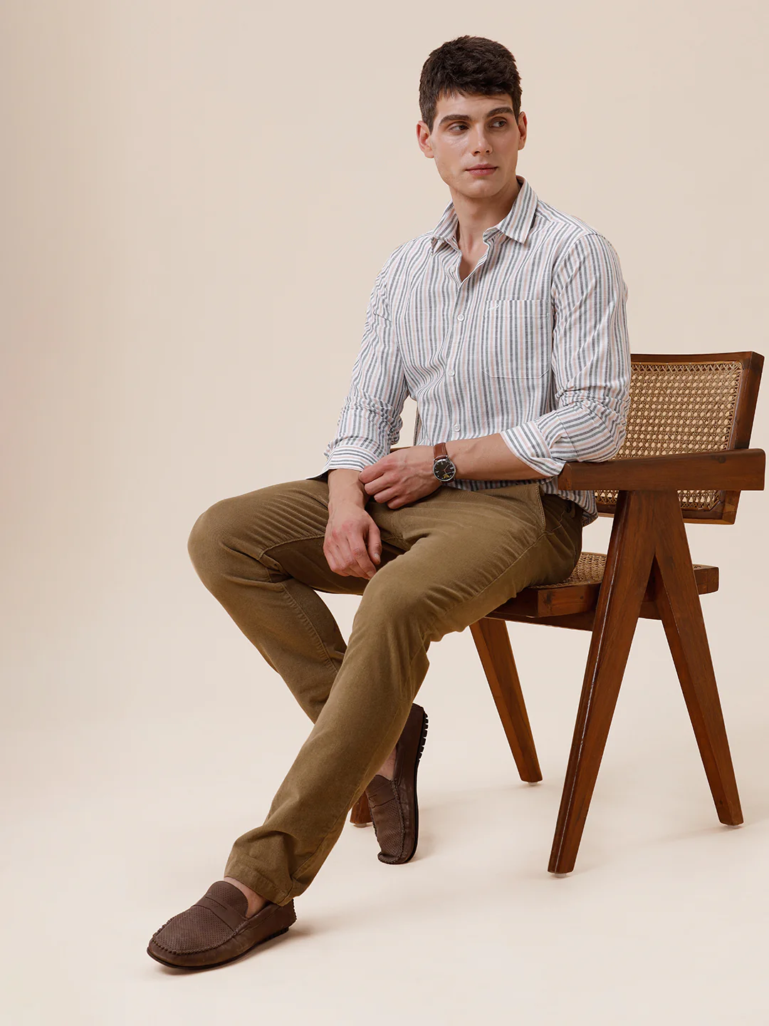 Cotton Textured Multi Colour Stripe Shirt