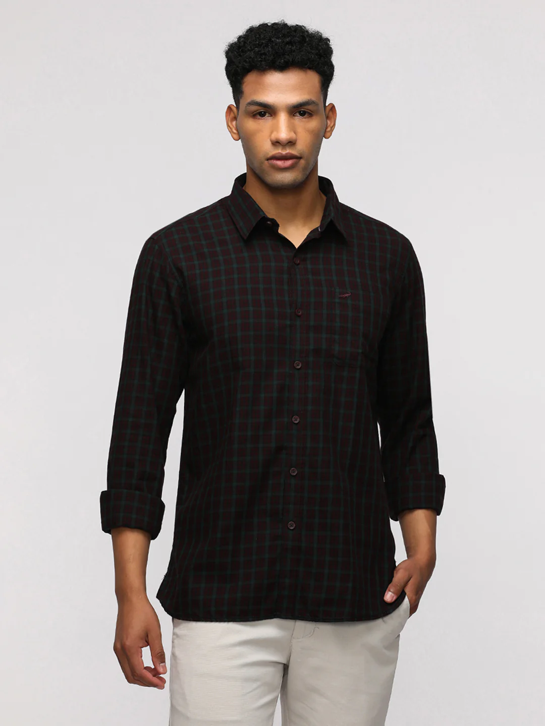 Comfort Fit Maroon Checkered Shirt for Stylish Wear