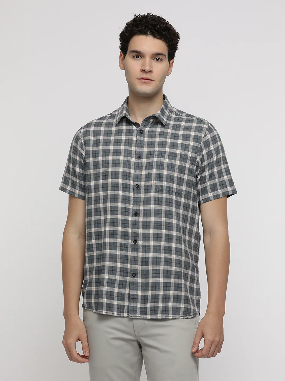 Blue Melange Check Shirt
