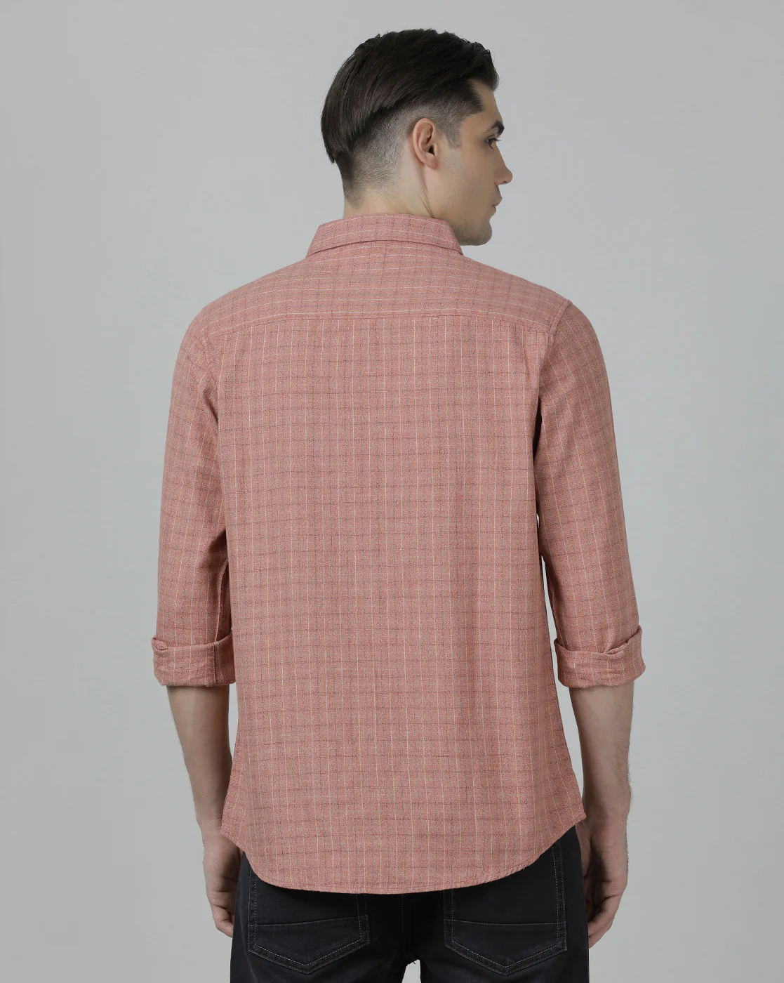 Light Red Checked Full Sleeve 100% Cotton Shirt