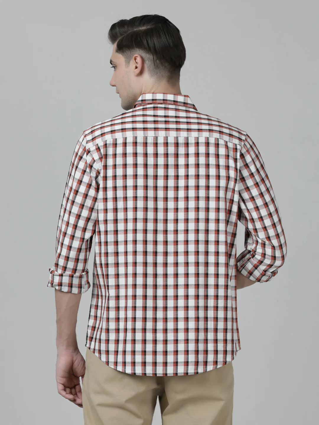 Brick Red Checked Full Sleeve 100% Cotton Shirt