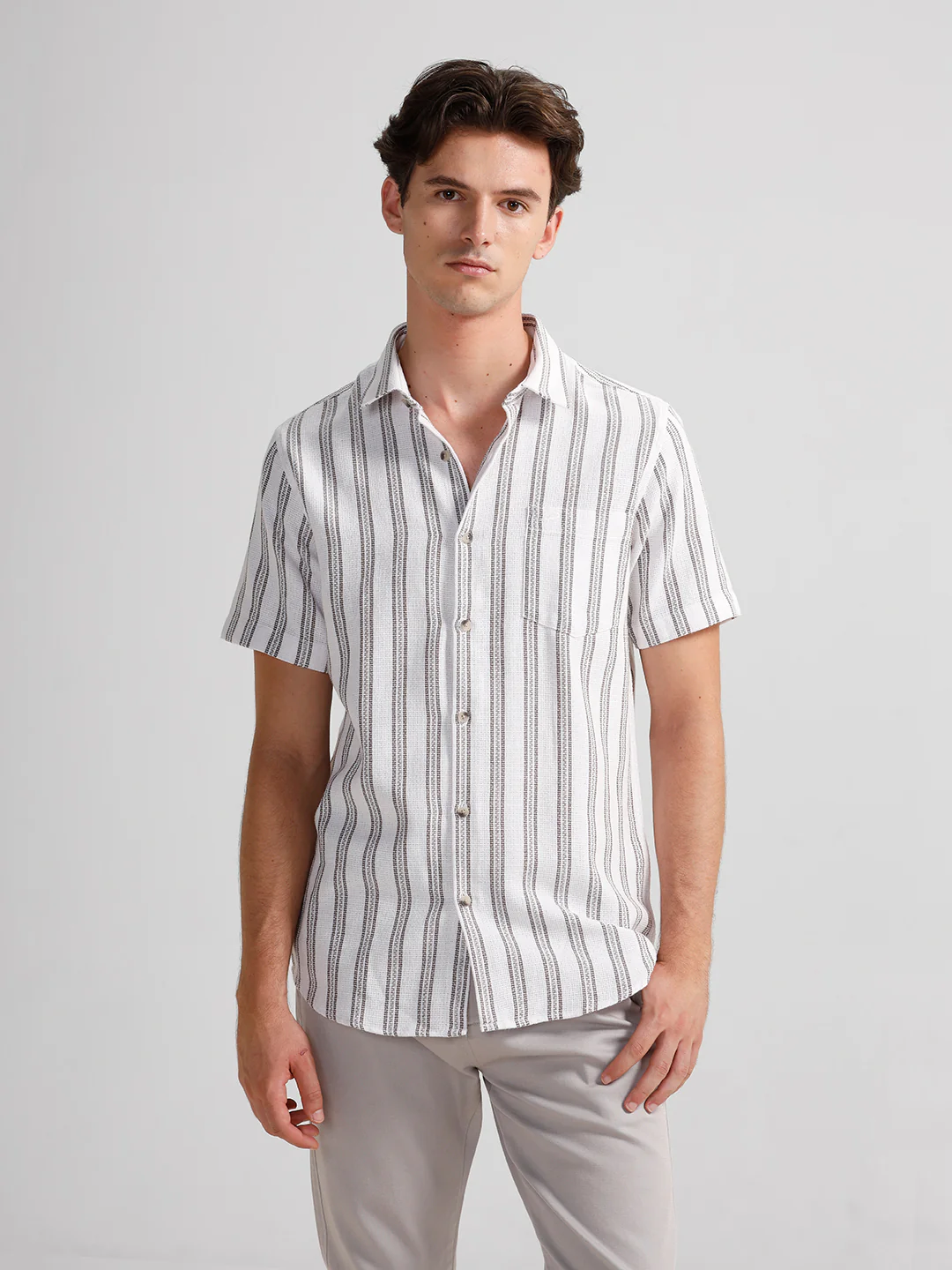 Cotton Cozy Stripe White Shirt