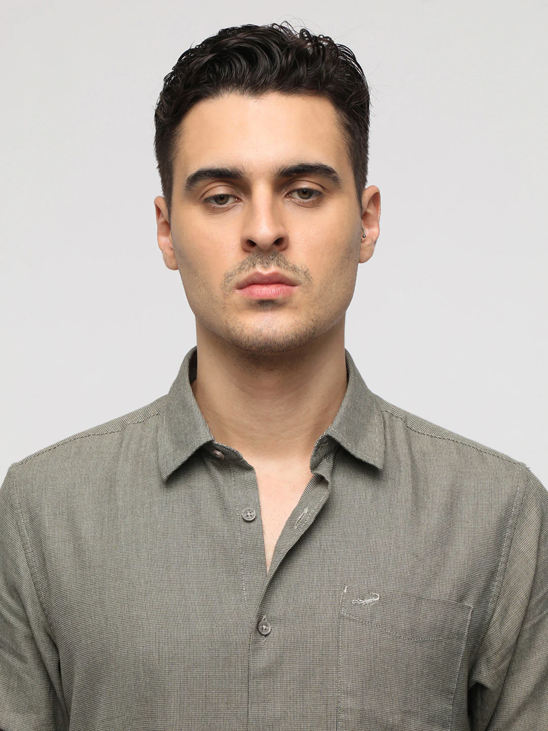 Dual Tone Brown Permium Textured Shirt