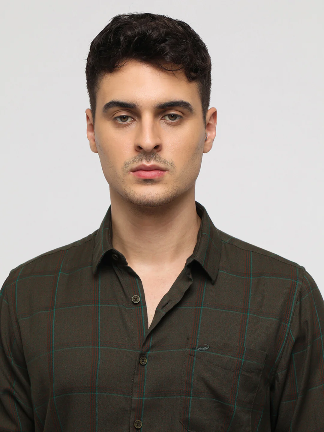 Green Windowpane Soft Finish Checks Shirt