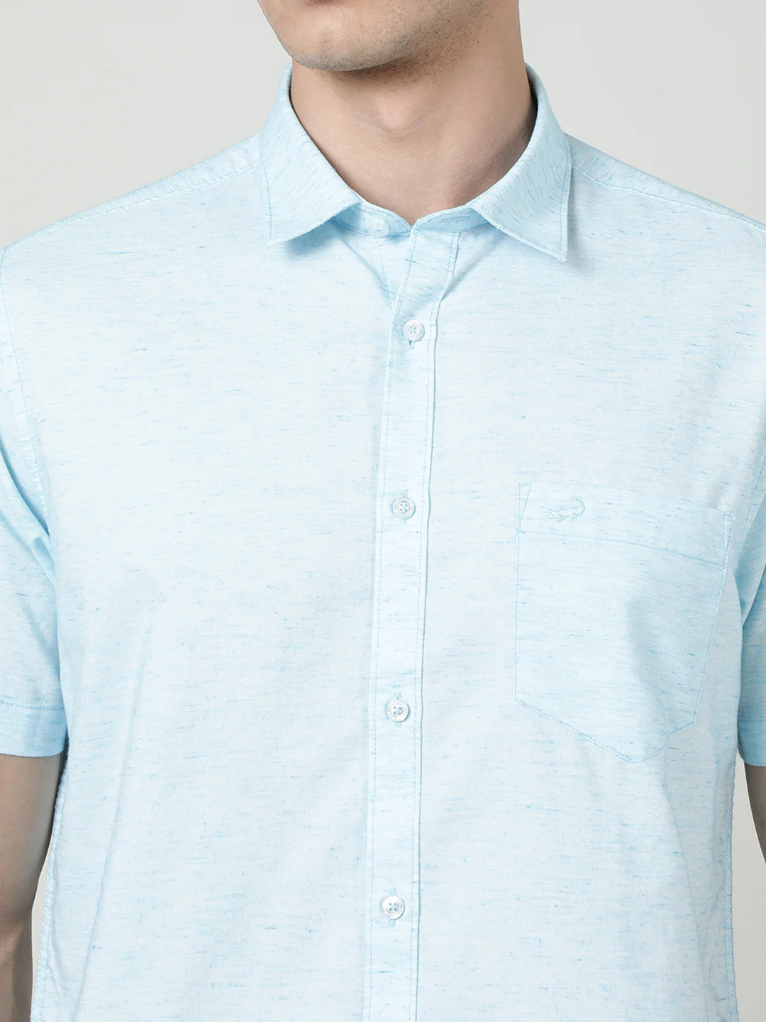 Blue Solid Half Sleeve Shirt