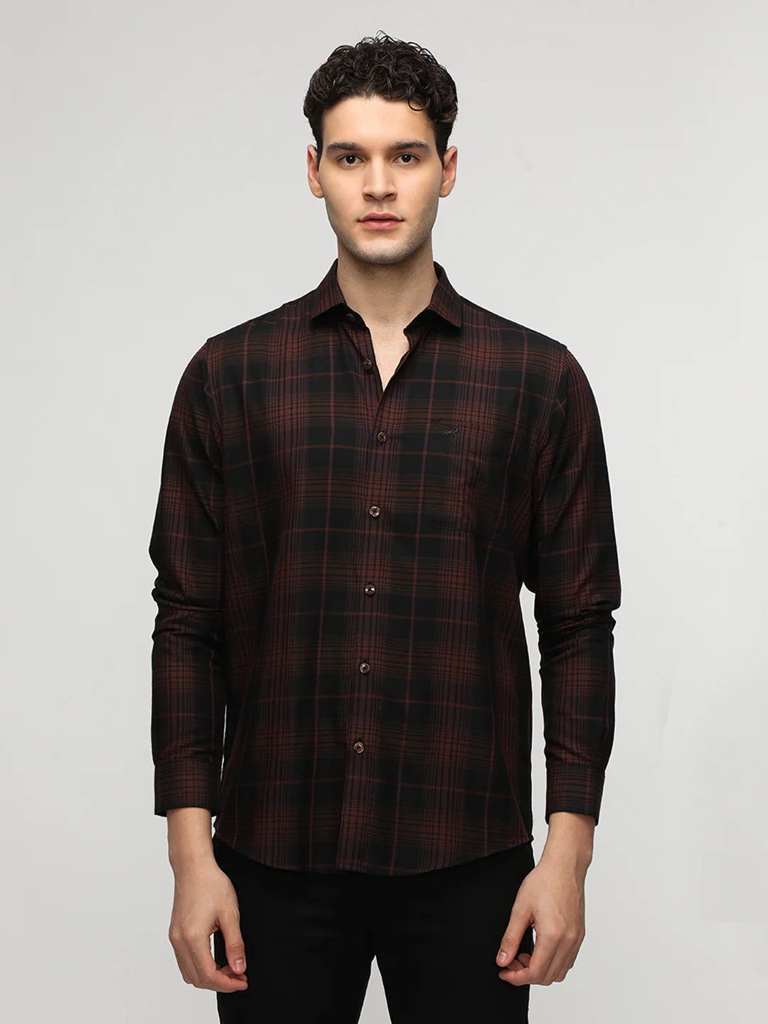 Black Checks Mercerized Premium Shirt