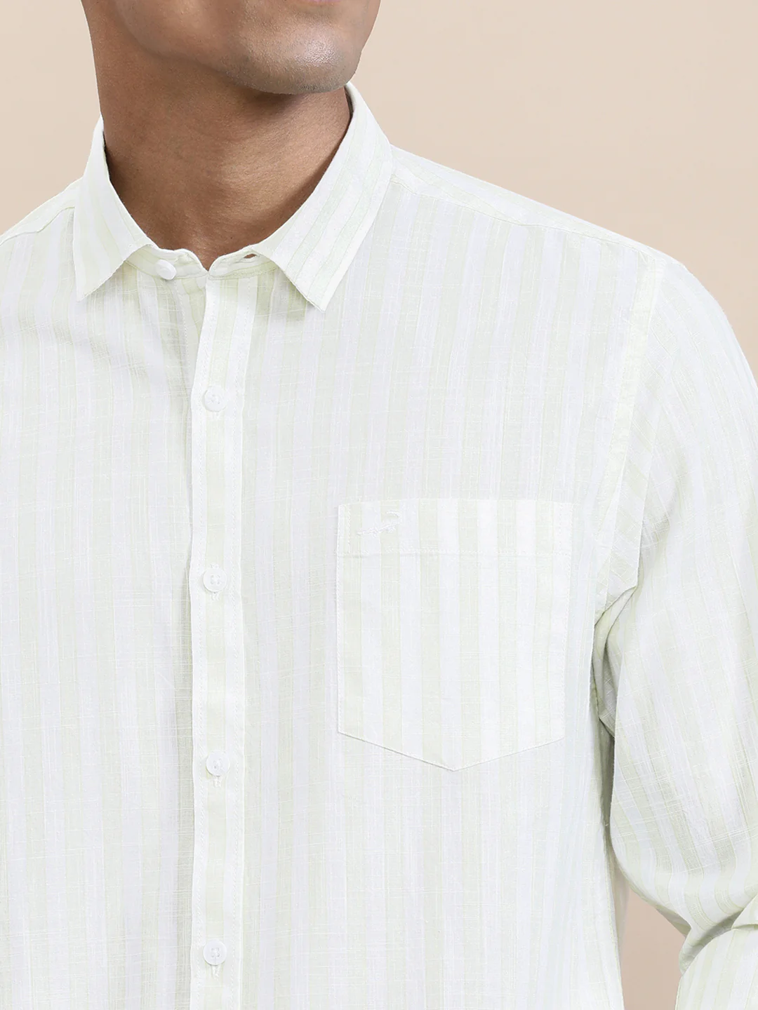 Stripe Textured Comfort Fit Shirt Green