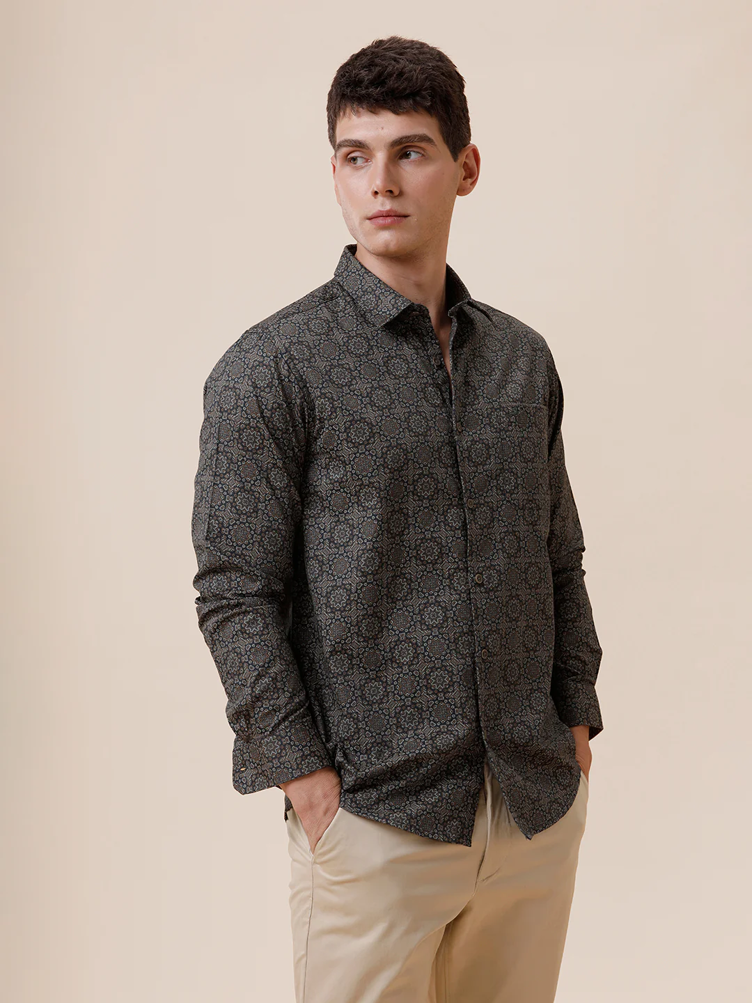 Cotton Green Printed Shirt