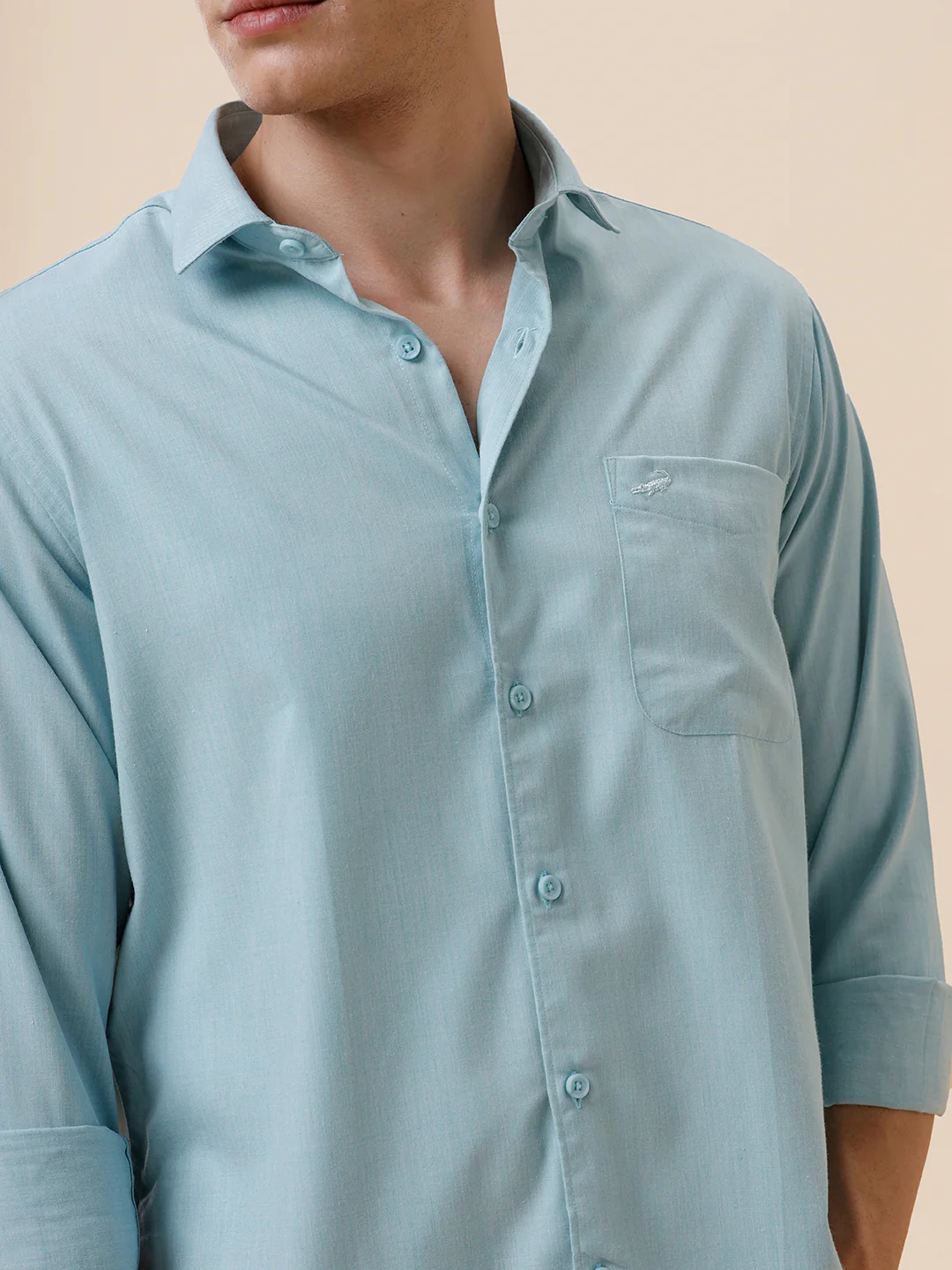 Melange Look Plain Green Shirt