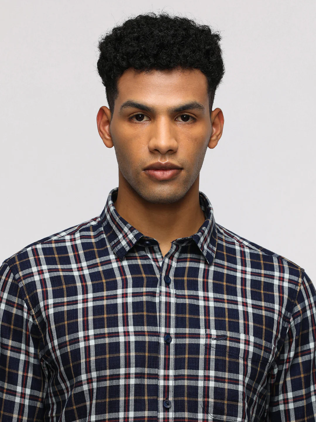 Full Sleeve Navy Checked Shirt for Elegant Comfort
