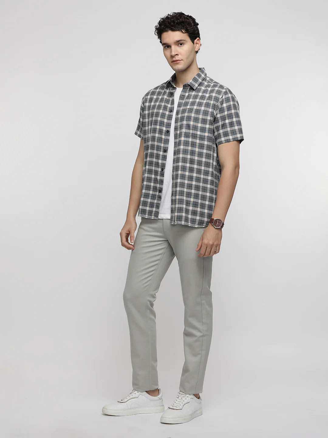 Blue Melange Check Shirt