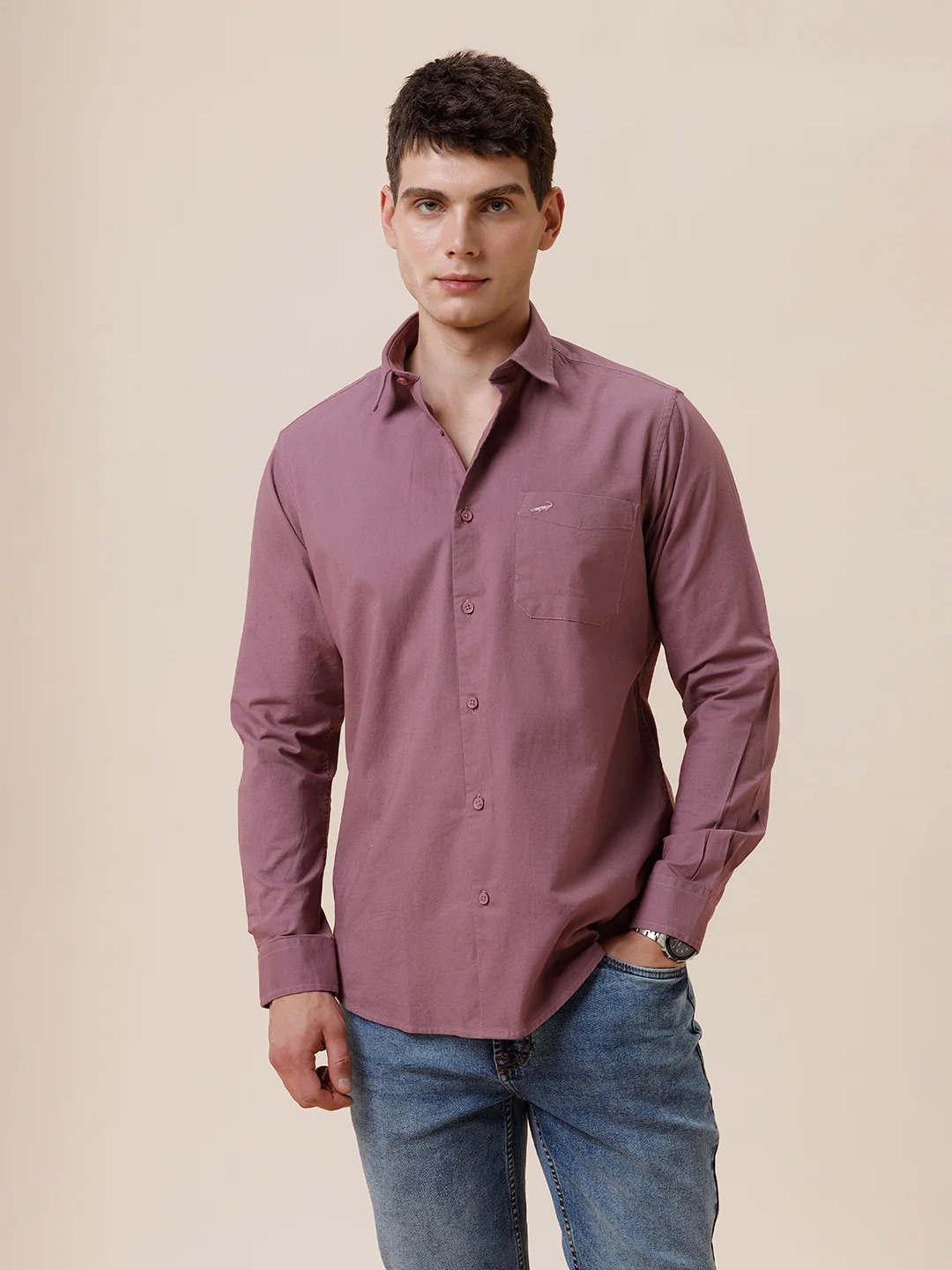 Cotton Stretch Oxford Pink Shirt