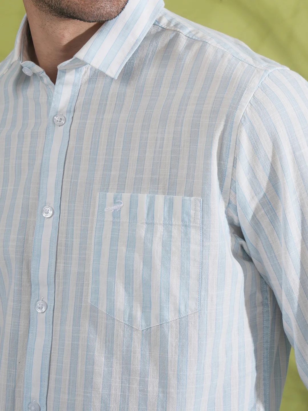 100% Cotton Bold Stripe Casual Shirt Blue