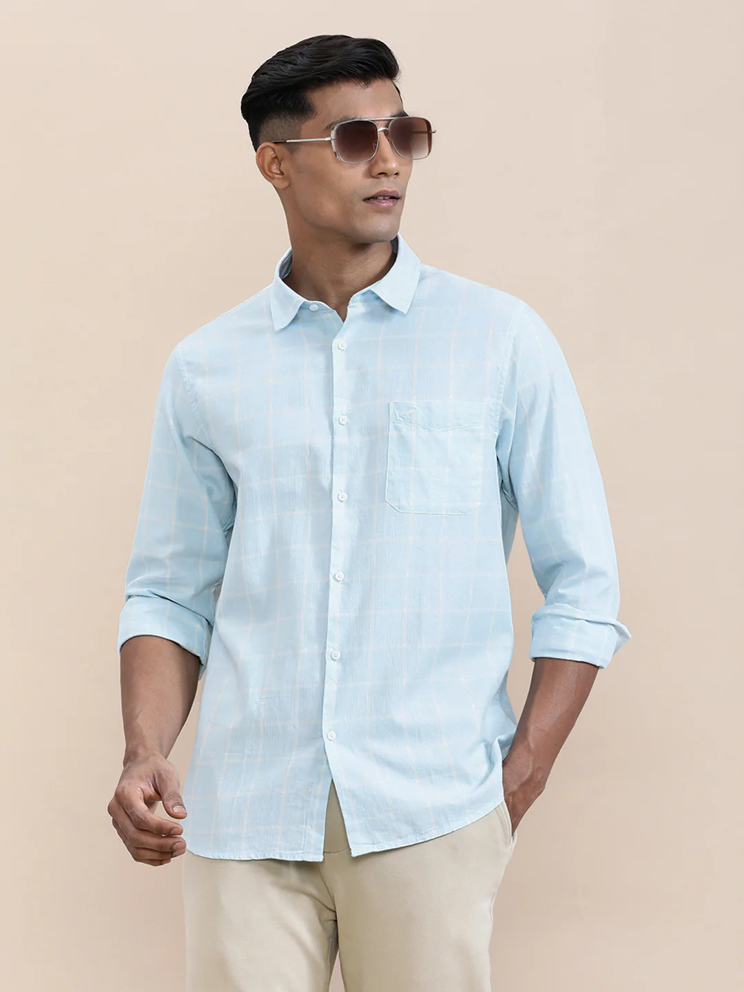 Blue Windowpane Lightweight Shirt