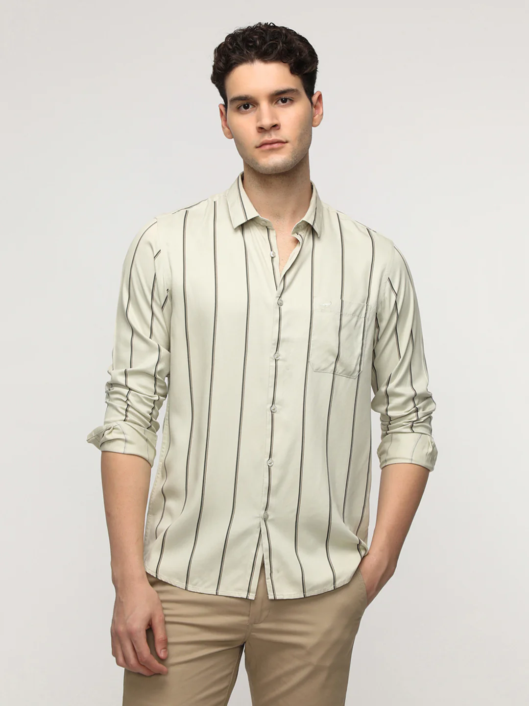 Ecru Stripe Fluid Shirt