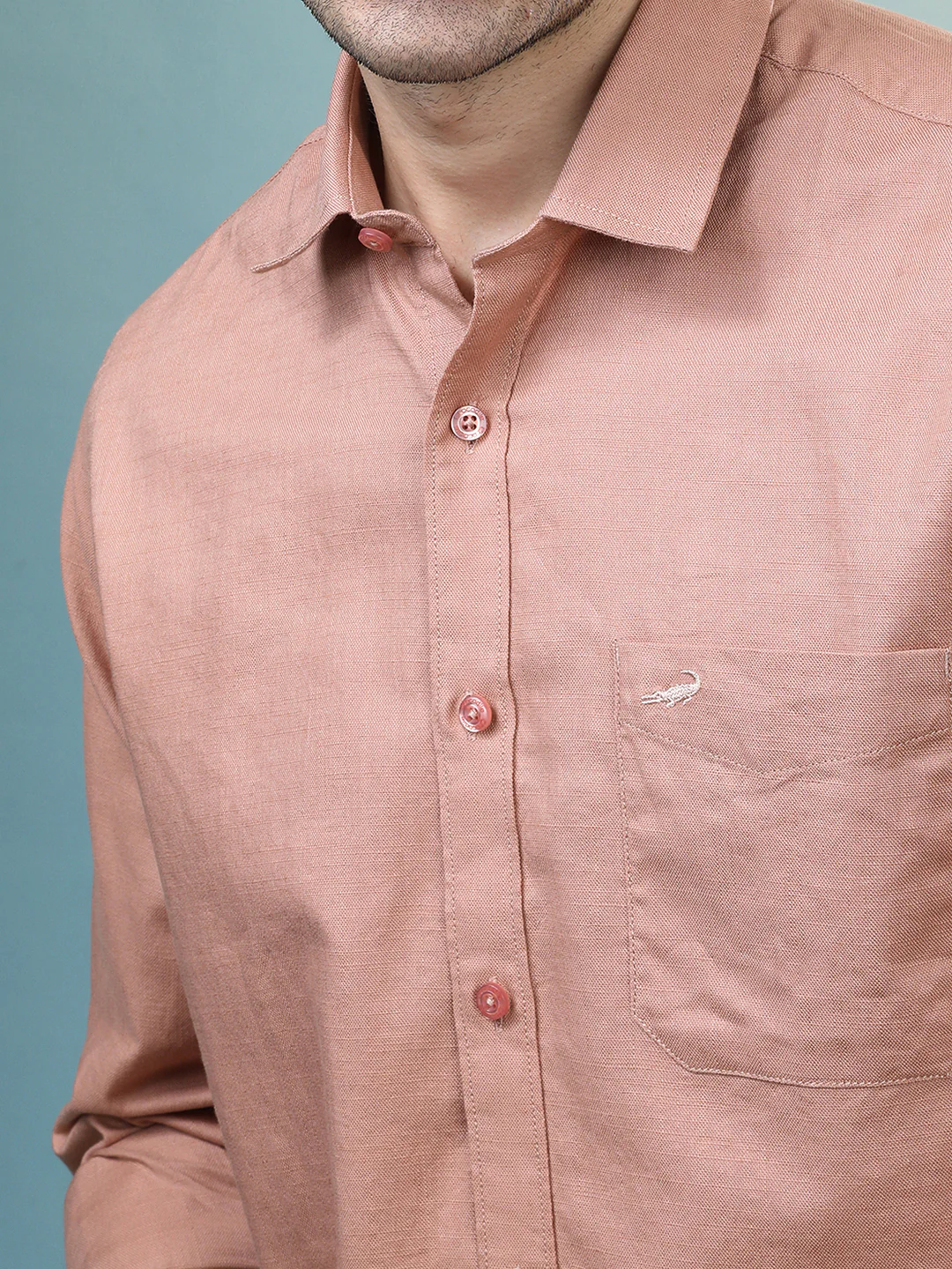 100% Cotton Textured Shirt Rose Tan