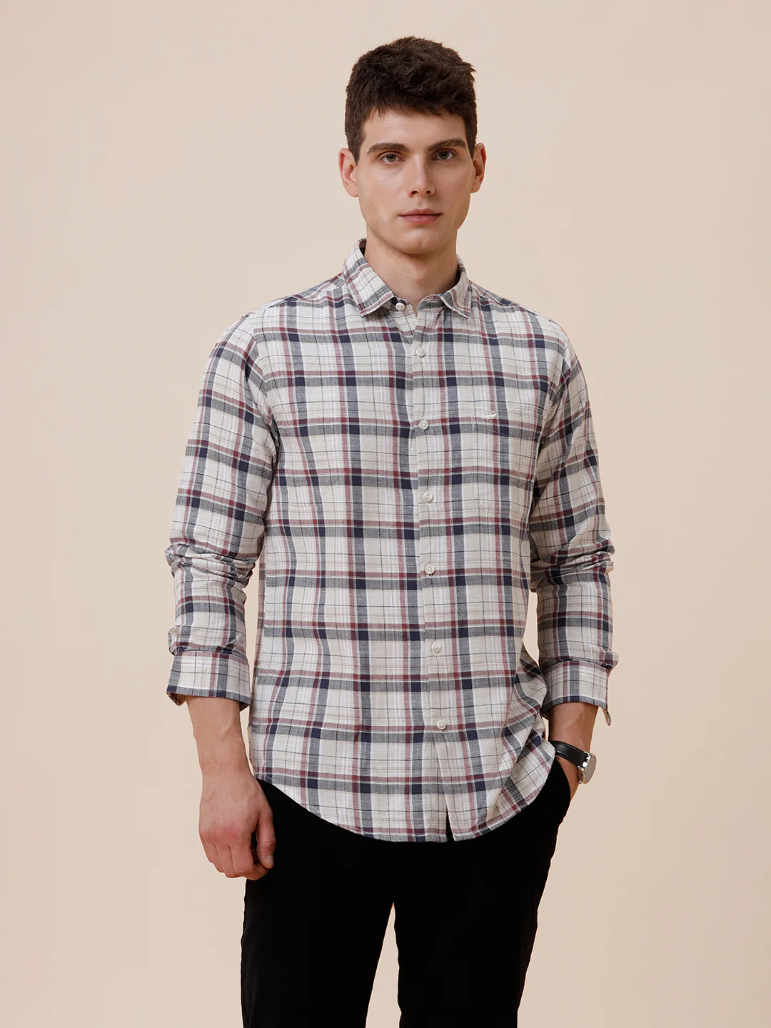 100% Cotton Textured Checks Shirt