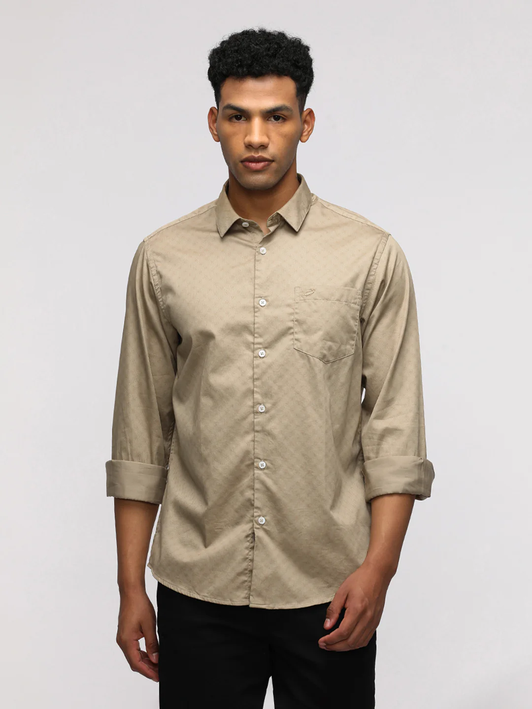 Comfort Fit Light Brown Shirt for Casual Elegance