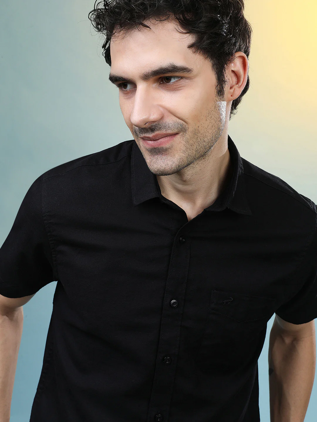 100% Cotton Textured Shirt Black