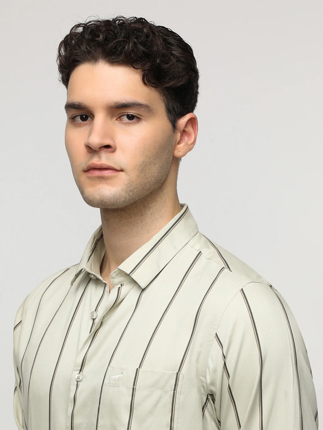 Ecru Stripe Fluid Shirt