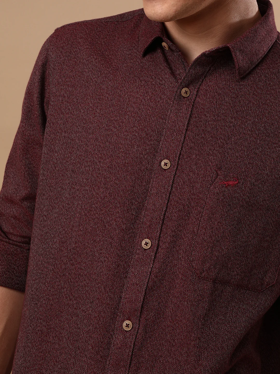 Maroon Solid Full Sleeve 100% Cotton Shirt