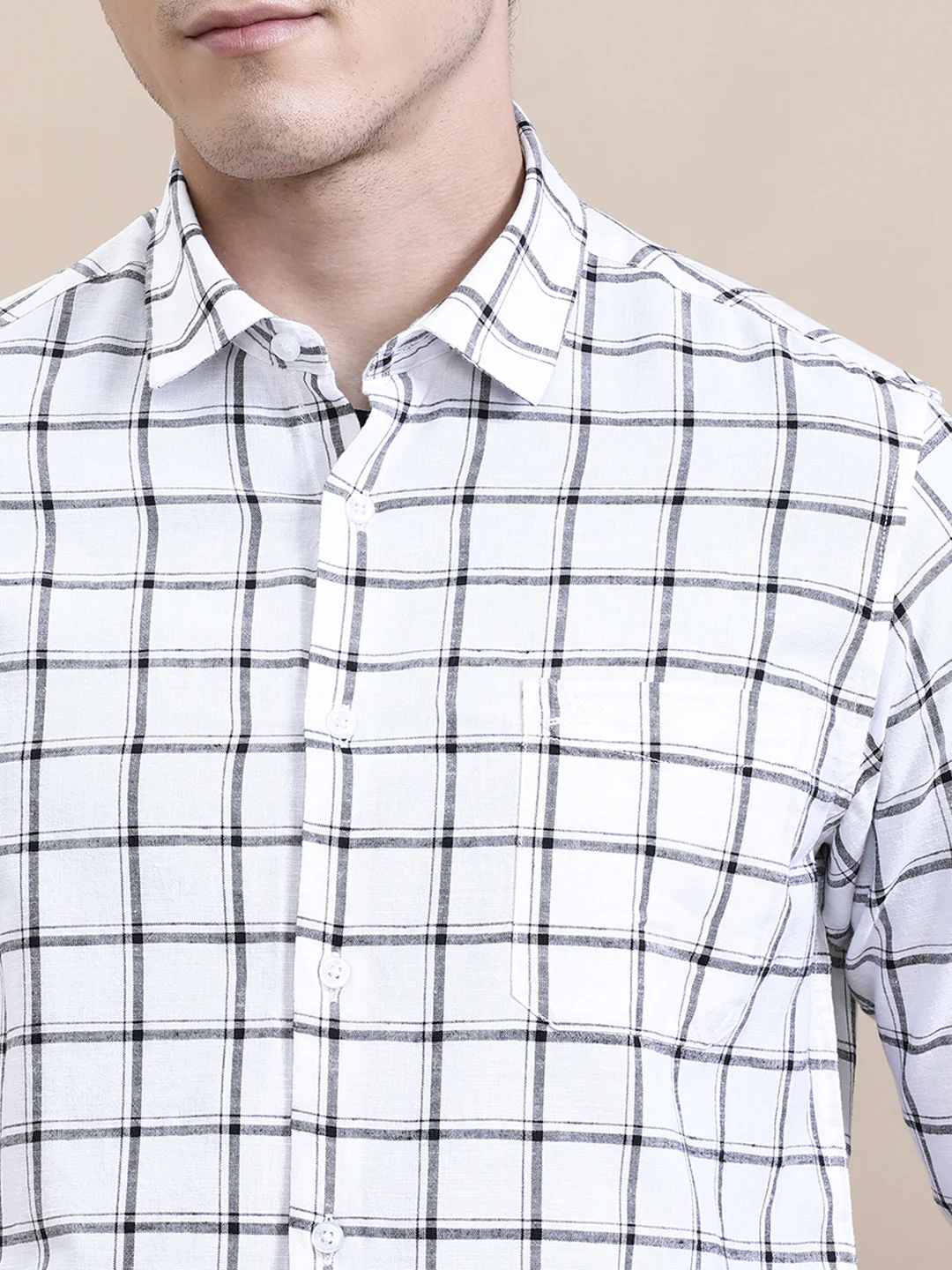 Linen Blend Checked Full Sleeve Shirt
