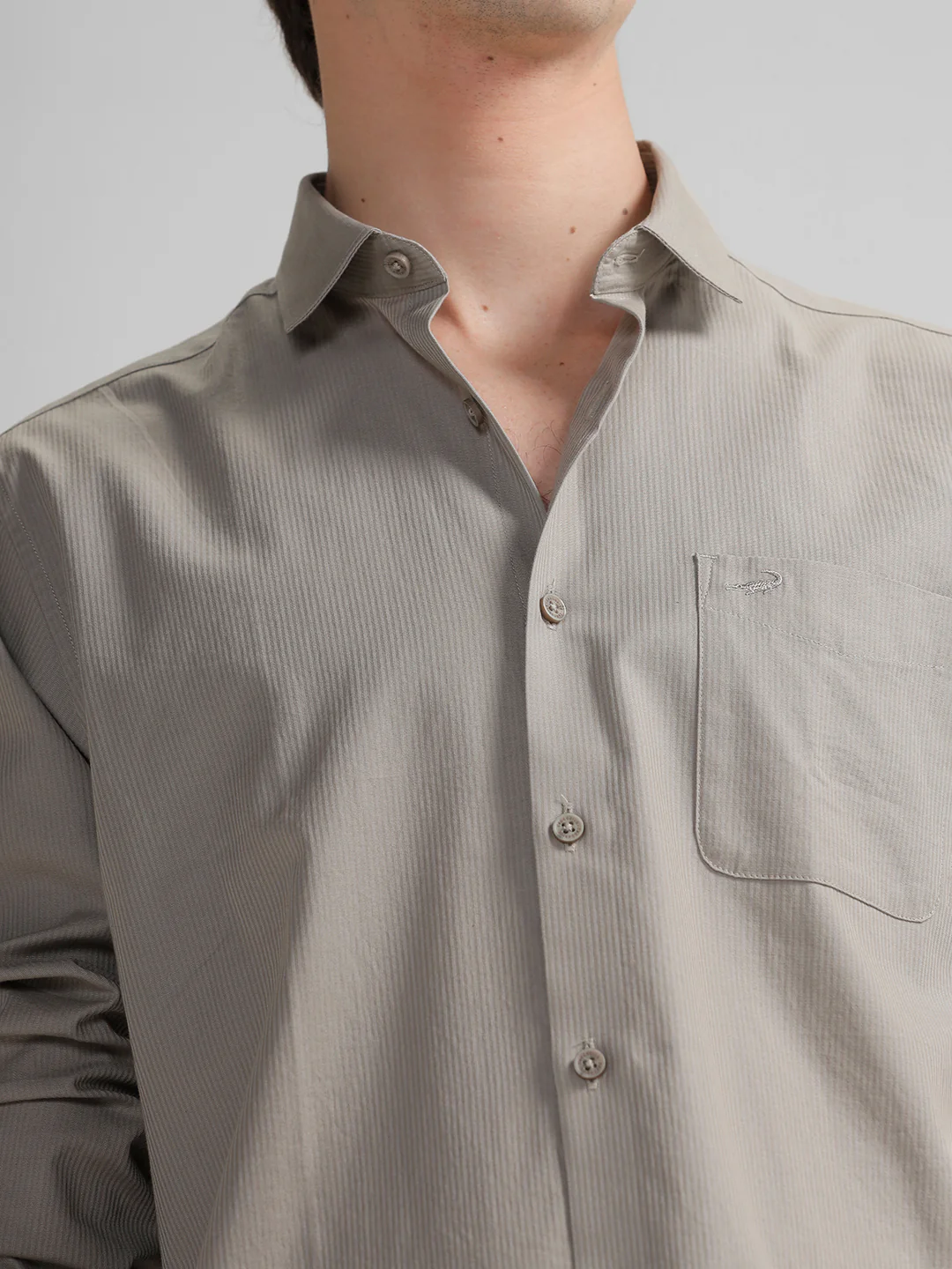 Self Stripe Smart Stretch Grey Shirt