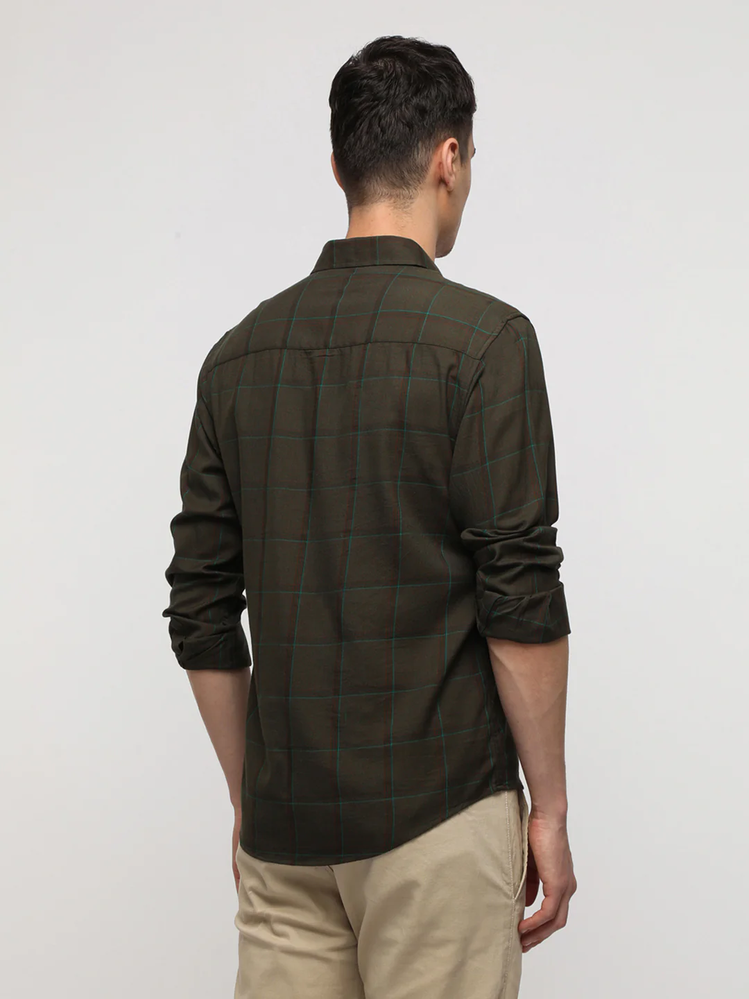 Green Windowpane Soft Finish Checks Shirt