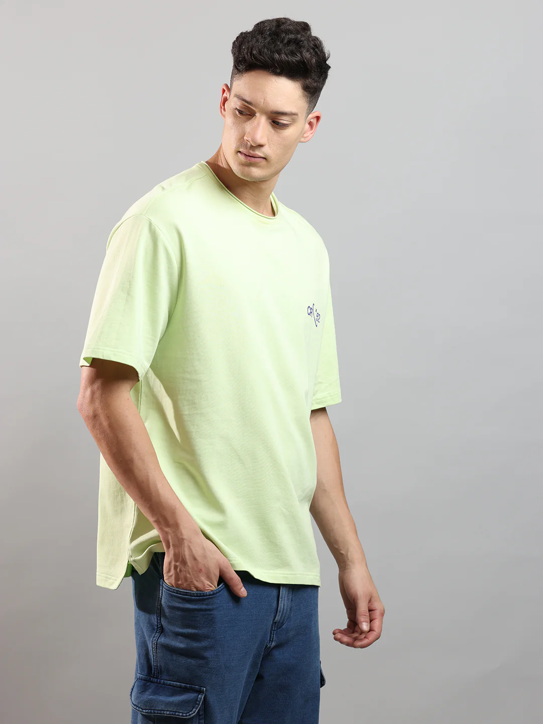 Extended Tall Over Sized Crew In Pastel Green