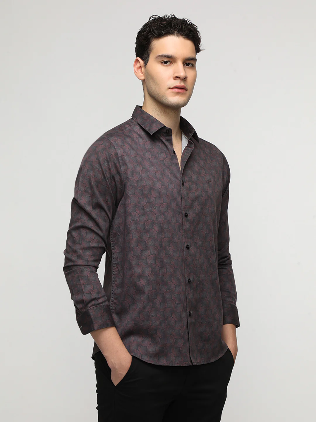 Rust Groovy Textured Premium Printed Shirt
