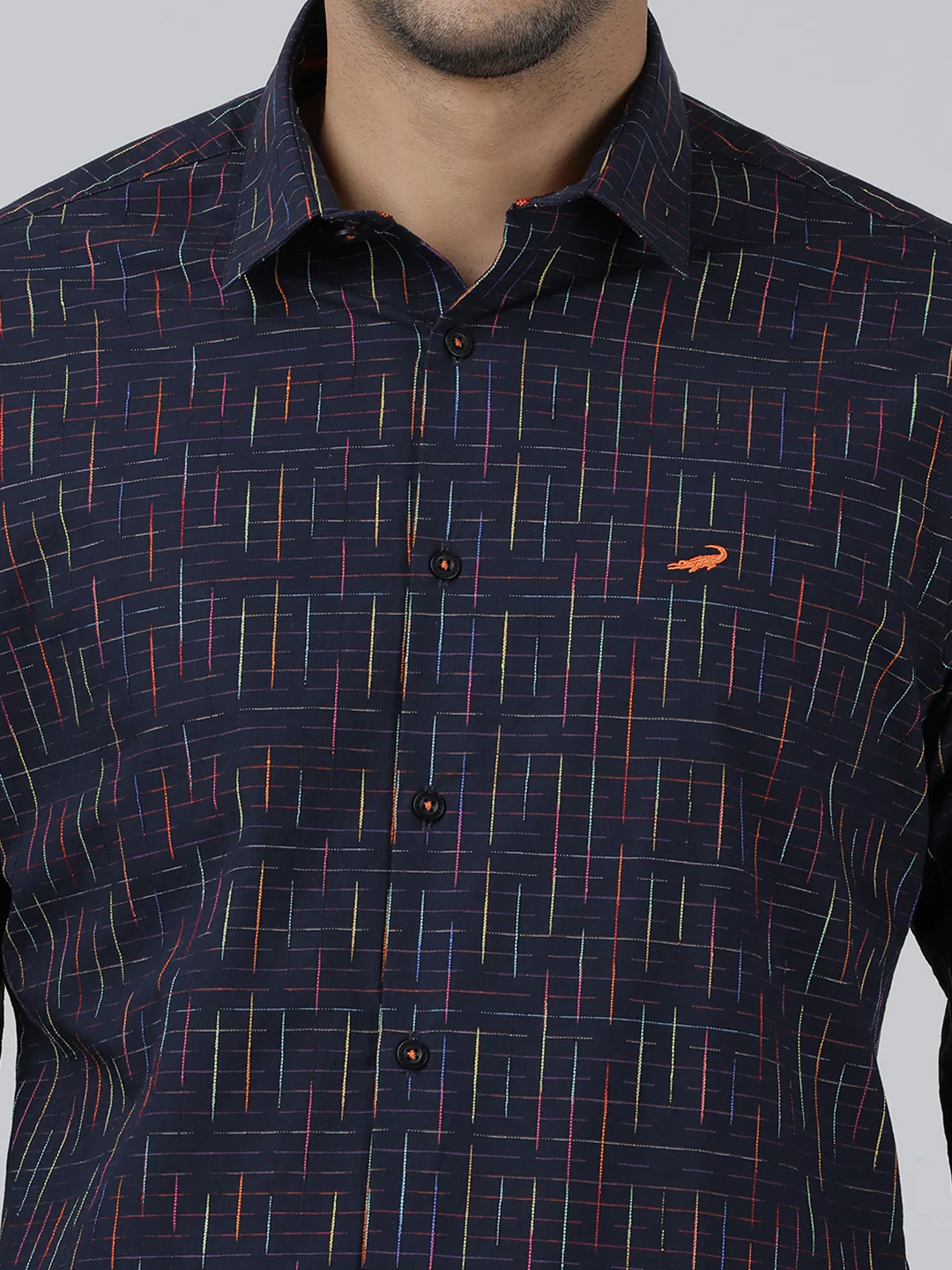 Printed Navy Full Sleeve 100% Cotton Casual Shirt
