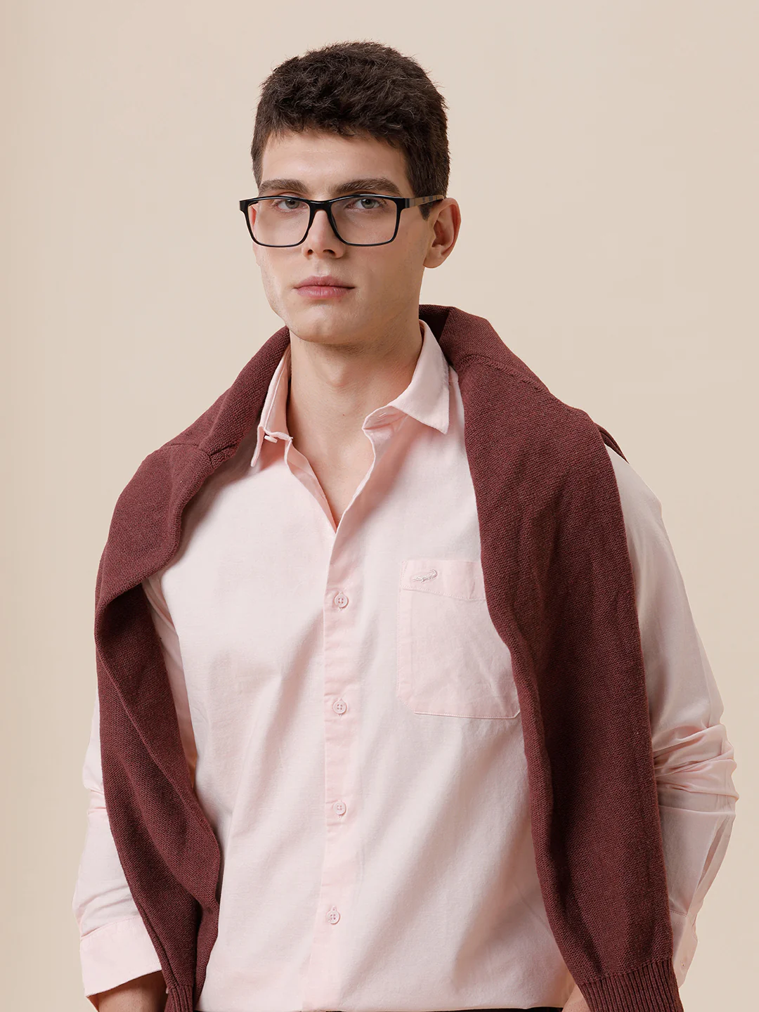 Cotton Pink Stretch Oxford Shirt