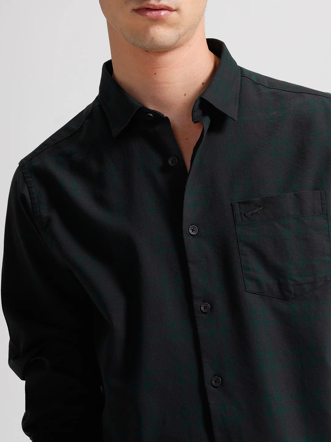 100% Cotton Muted Checks Green Shirt