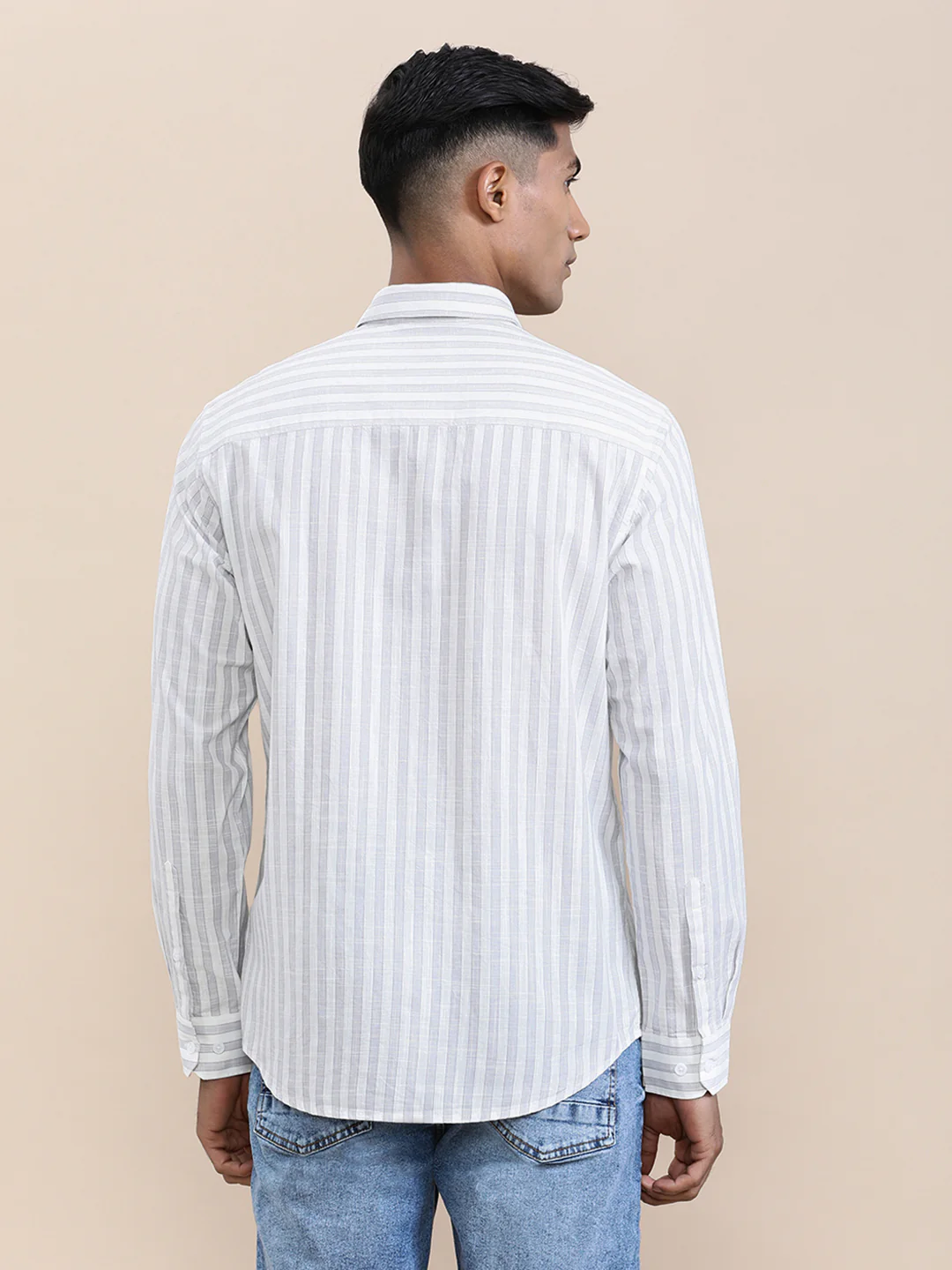 Stripe Textured Comfort Fit Shirt Purple