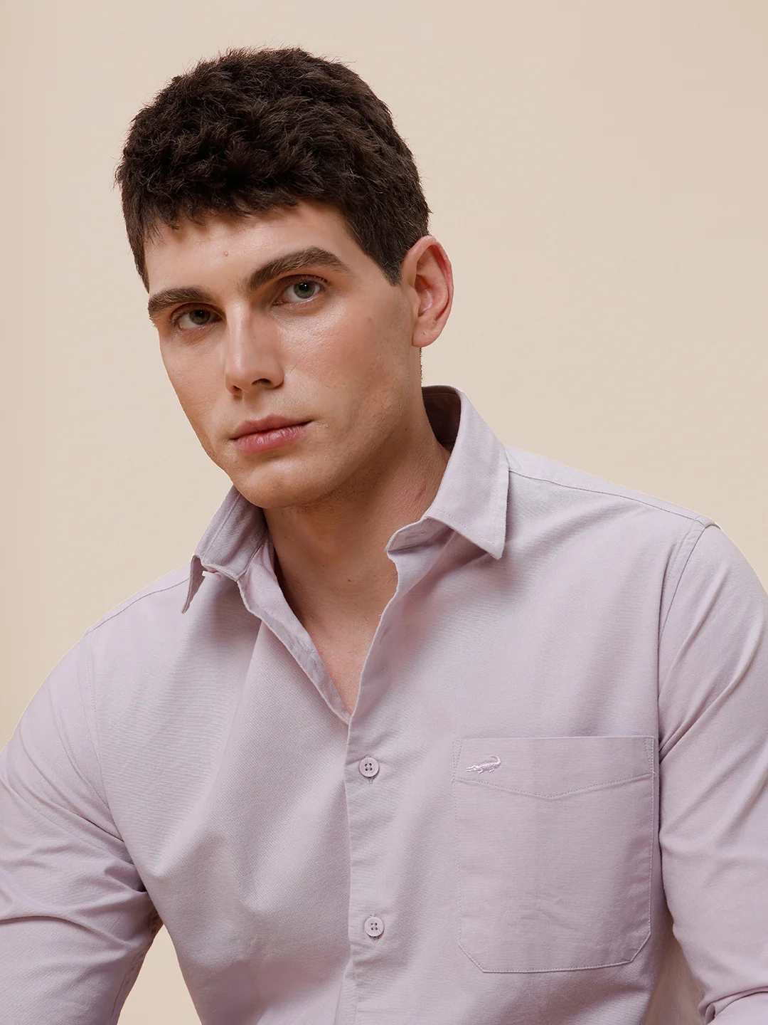 Cotton Stretch Oxford Purple Shirt