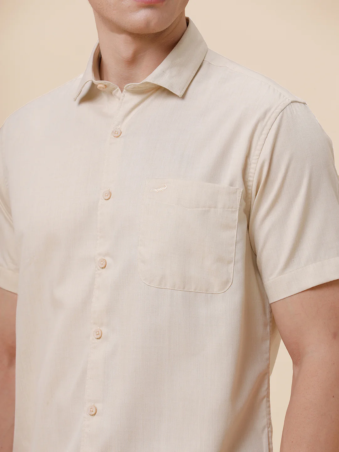 Melange Look Plain Cream Shirt