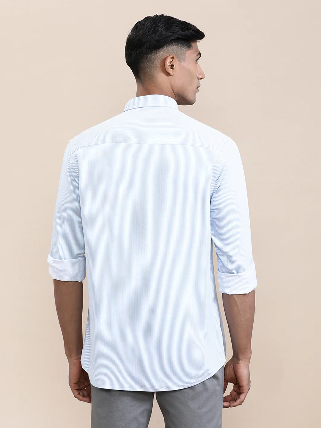Luxury Soft Blue Stripe Fluid Shirt