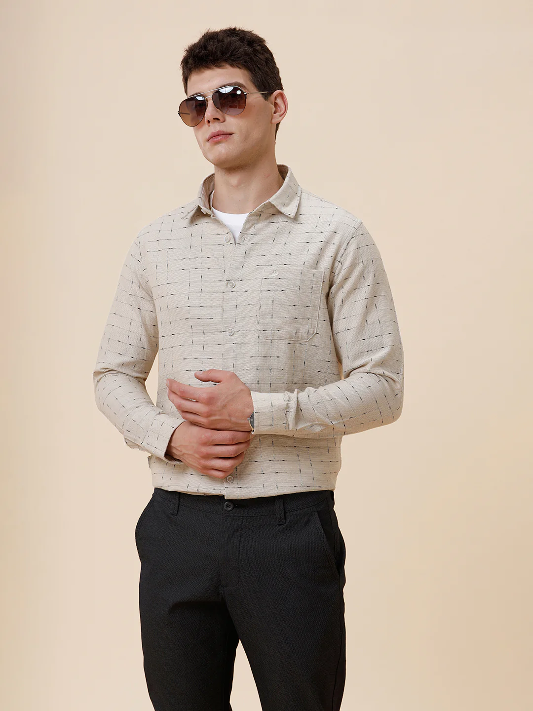 Cotton Fancy Yarn Natural Shirt