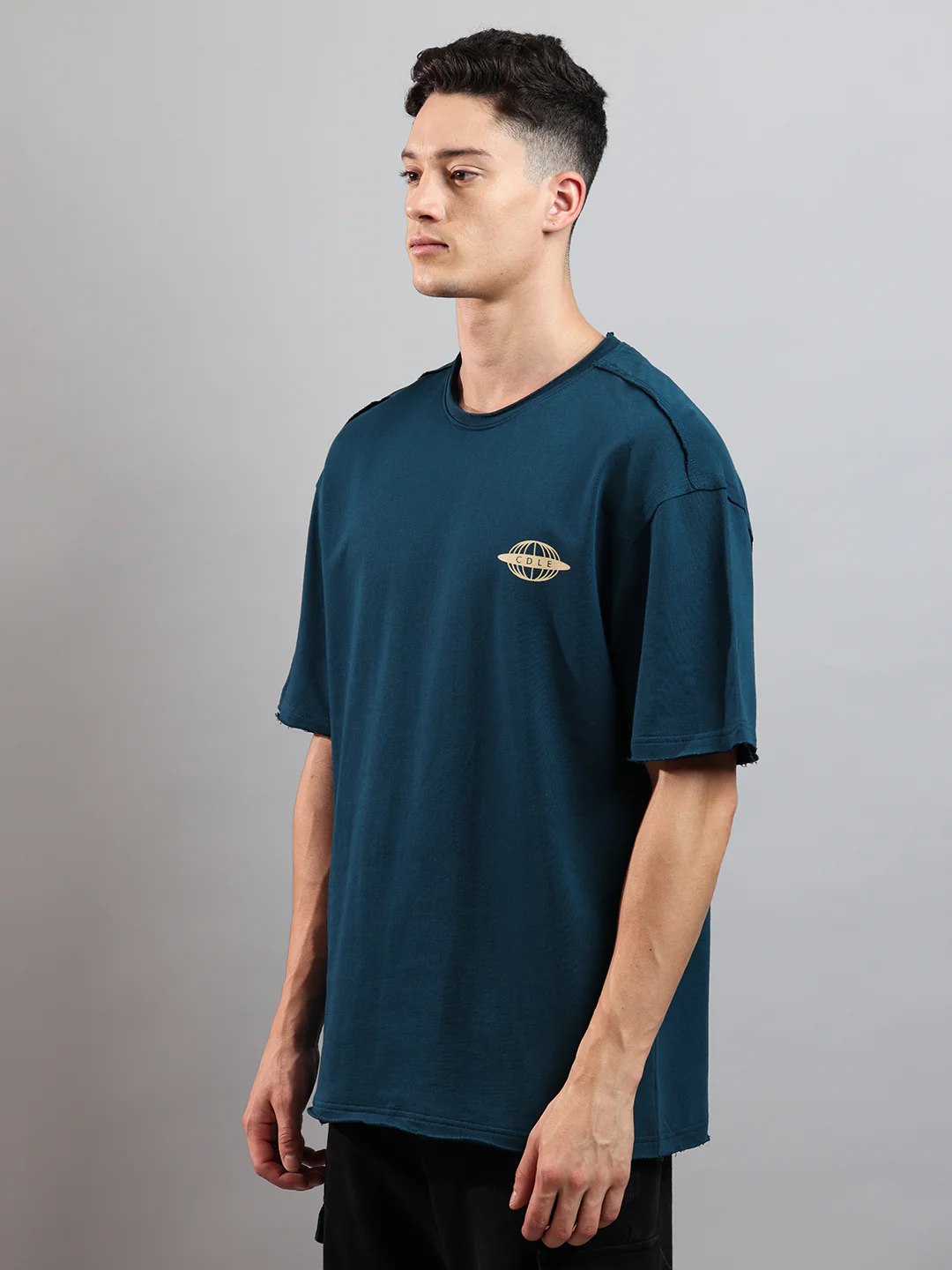 Quad Ripped Over Sized Crew In Teal