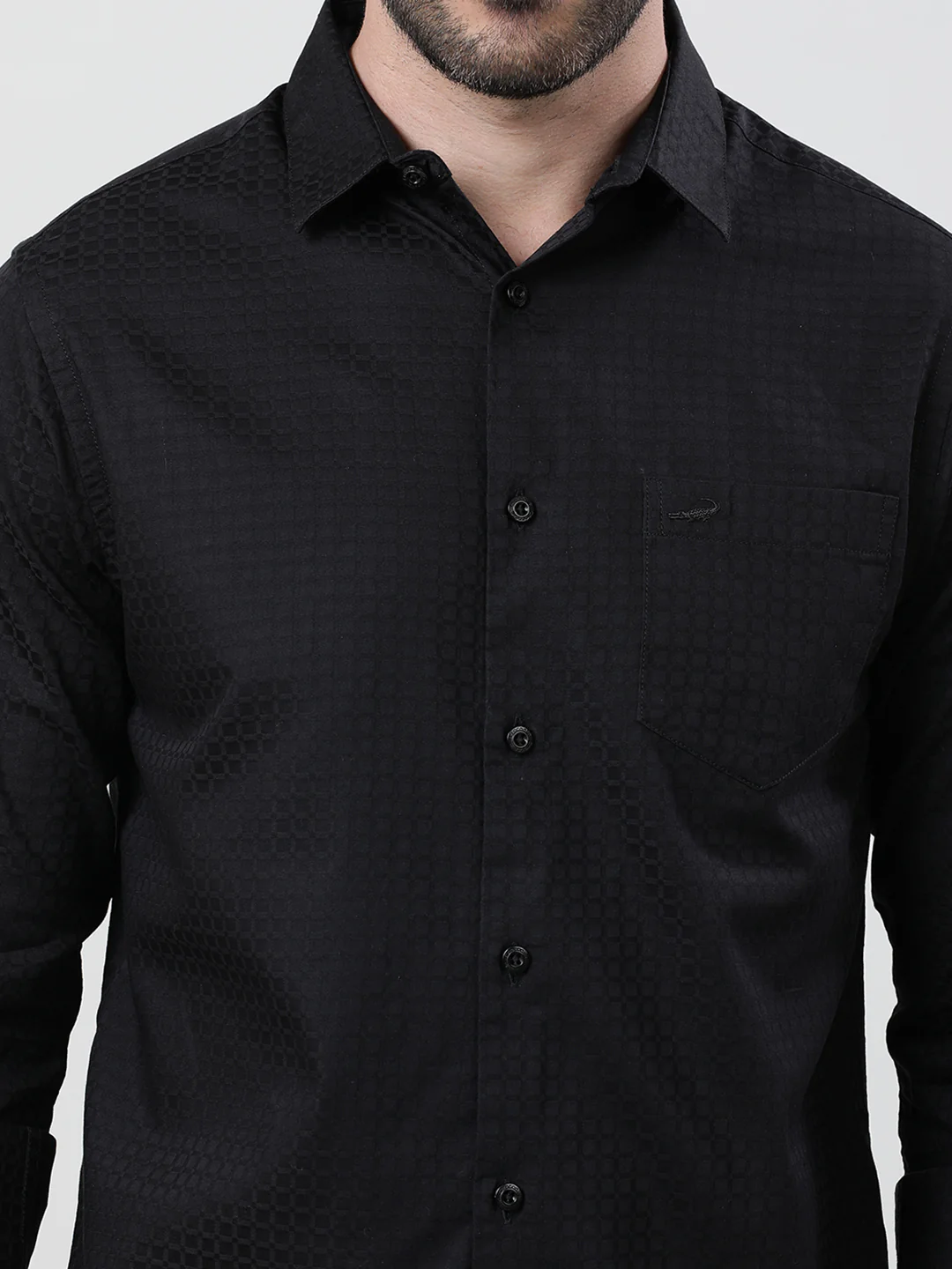 Black Solid Casual Full Sleeve 100% Cotton Shirt