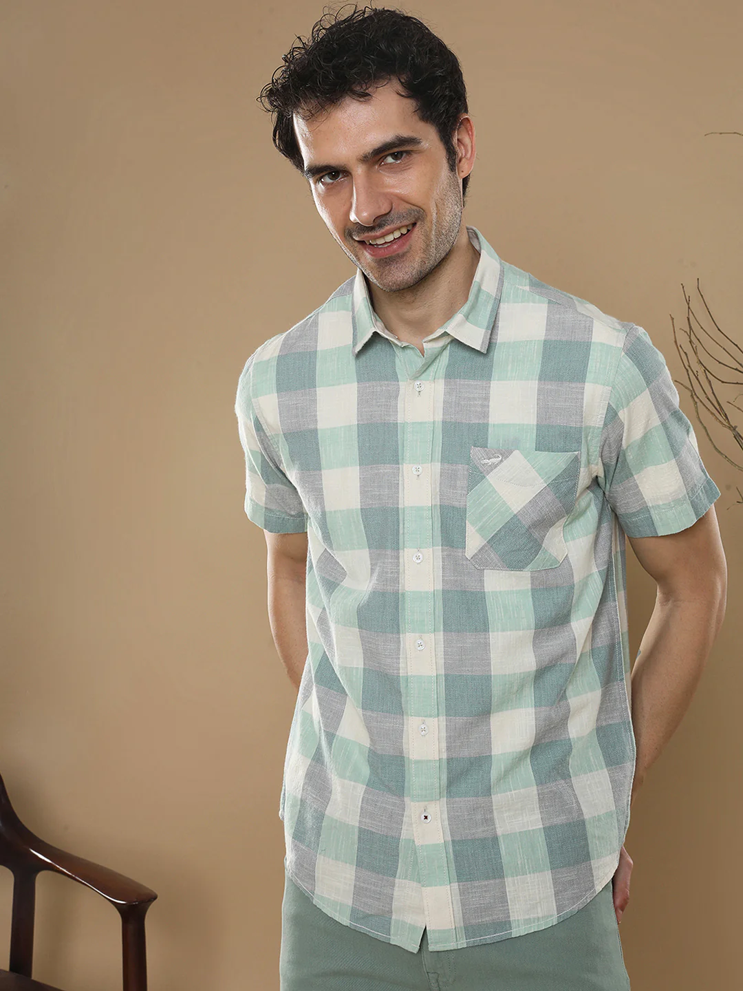 Cotton Grindle Check Shirt Green