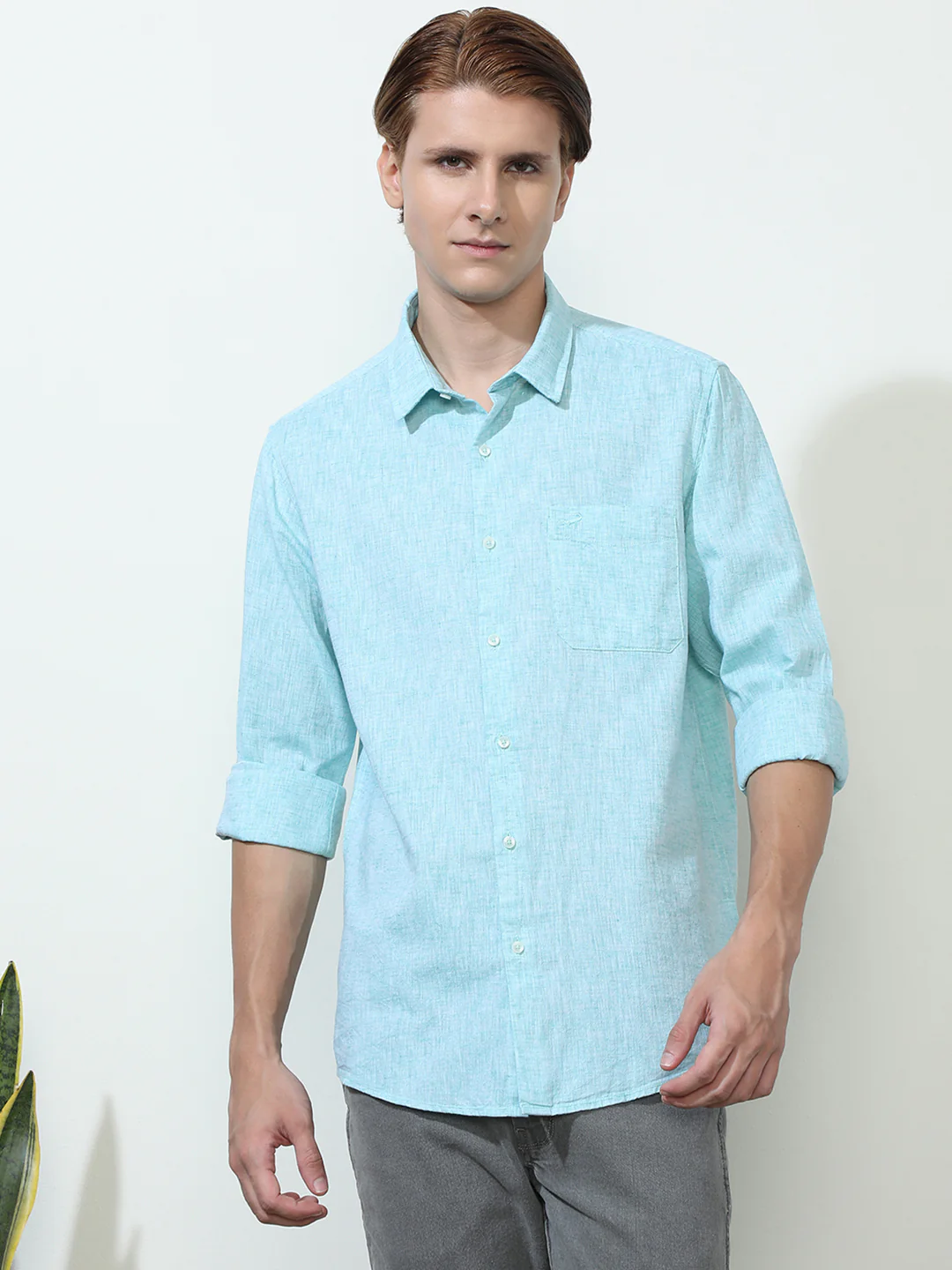 Solid Blue Full Sleeve Casual Shirt