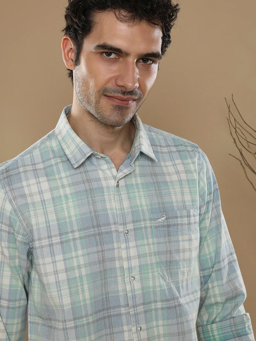 Corded Check Shirt Green