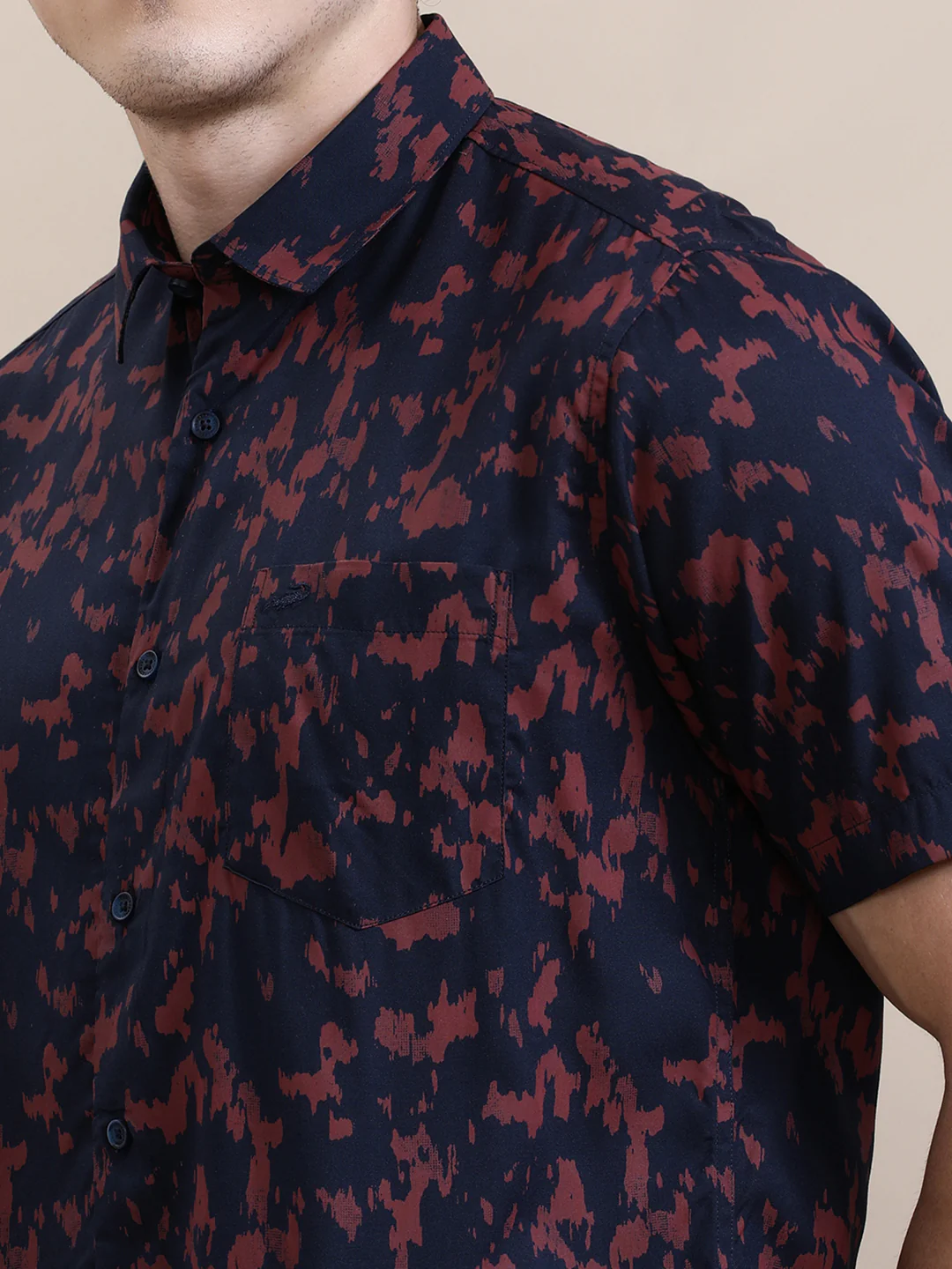Grunge Printed Fluid Half Sleeve Shirt
